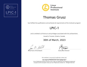 Screenshot of LPIC-1 Certificate