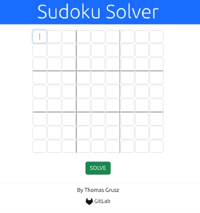 Screenshot of the Sudoku Solver Website