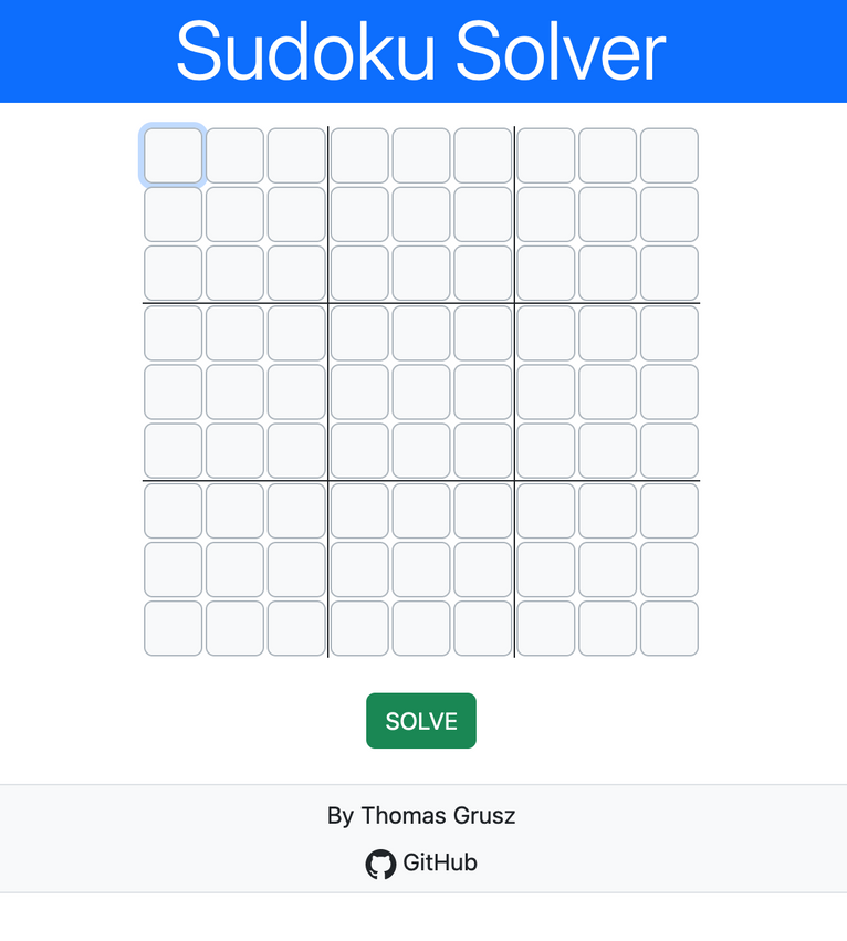 Screenshot of Sudoku Solver App